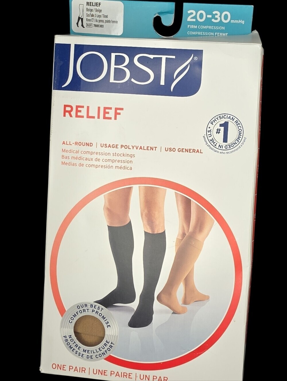 Jobst Relief Compression Stockings. Size XL Beige Knee High 20-30mmHg. NWT